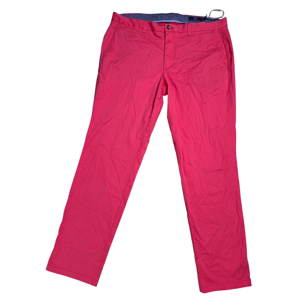 Vineyard Vines Mens Breaker Pant Pink Chino Straight Leg Golf Trousers 38x32